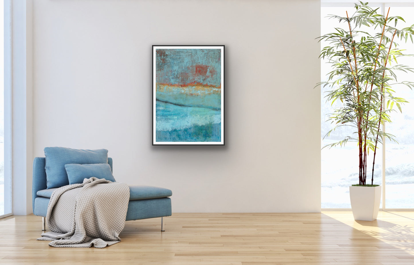 'Sunset on Blue' Abstract Seascape Fine Art Giclee Print