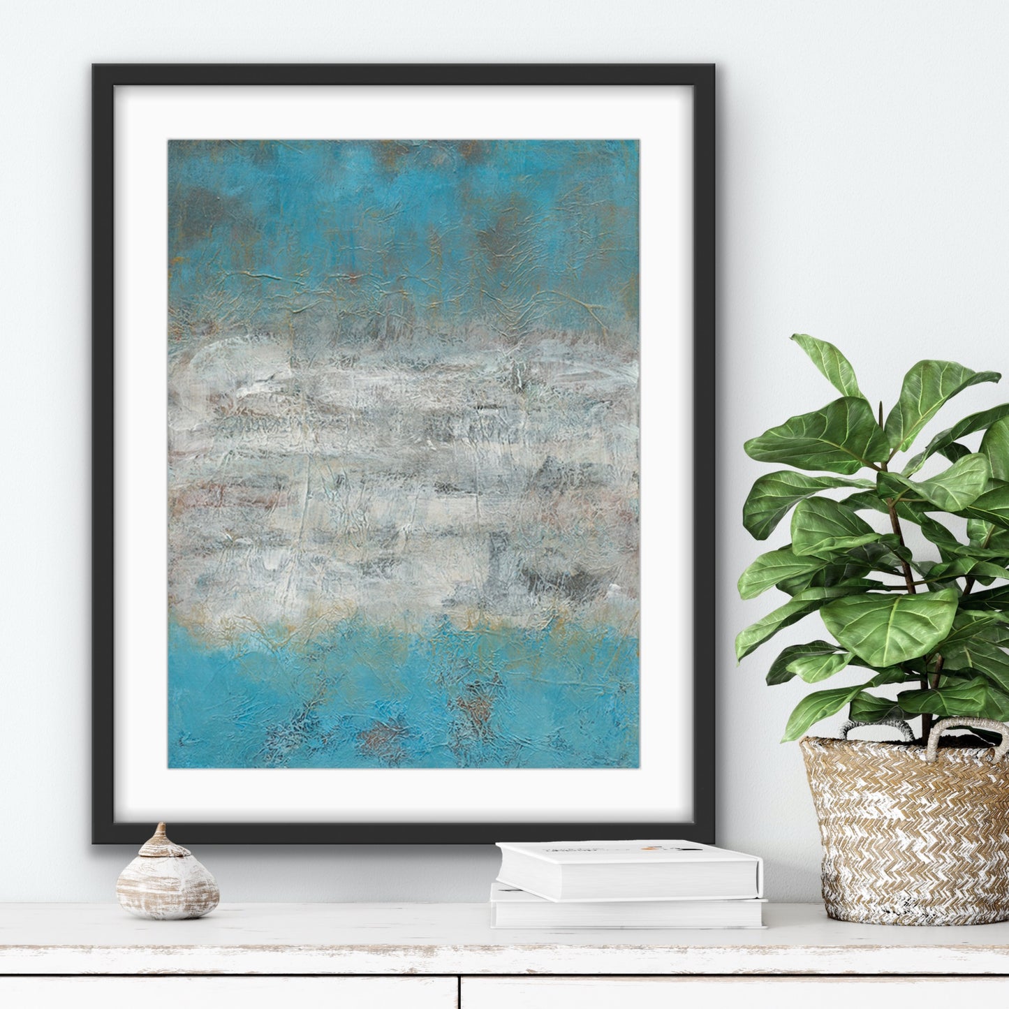 'Turquoise and Gold Ocean Dream' Abstract Seascape Fine Art Giclee Print