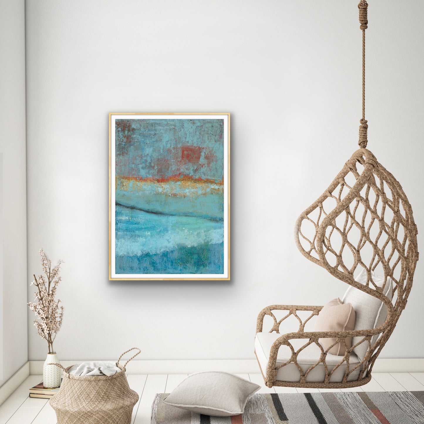 'Sunset on Blue' Abstract Seascape Fine Art Giclee Print