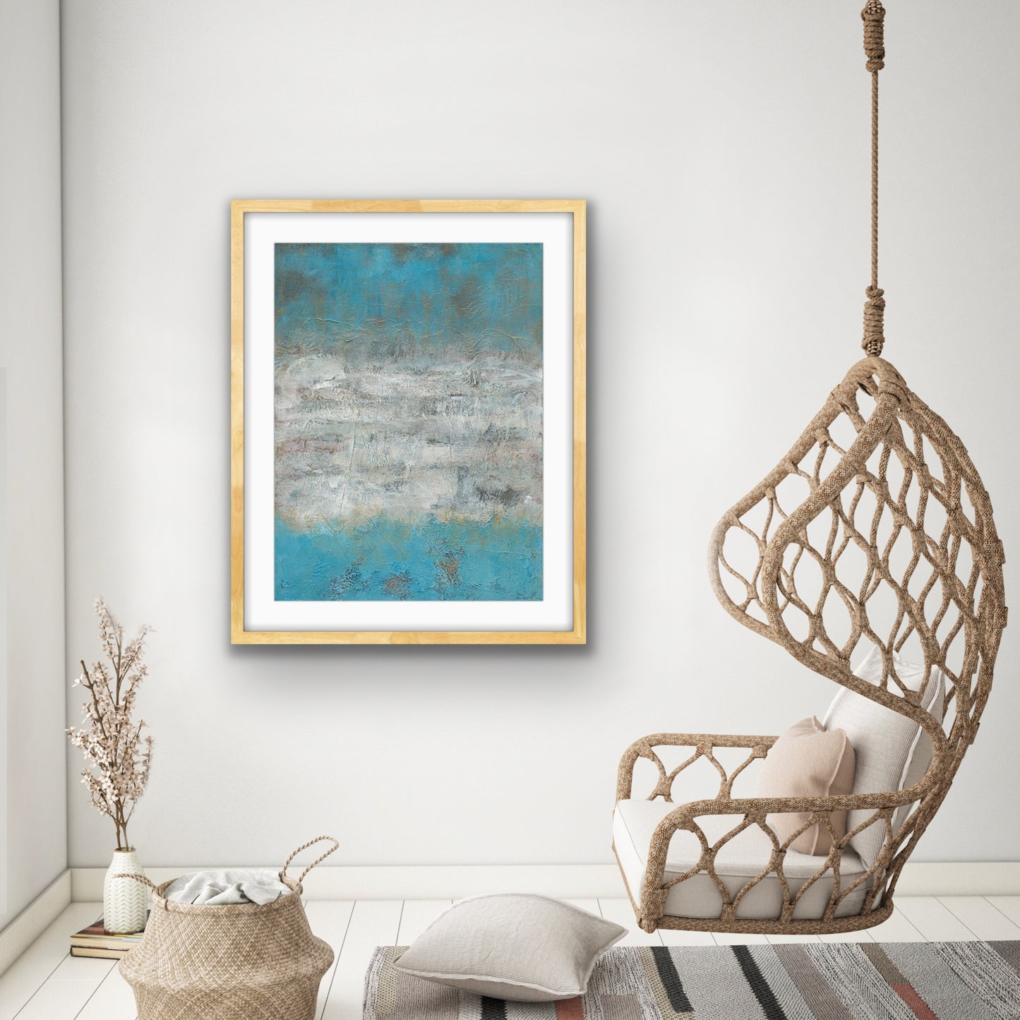 'Turquoise and Gold Ocean Dream' Abstract Seascape Fine Art Giclee Print