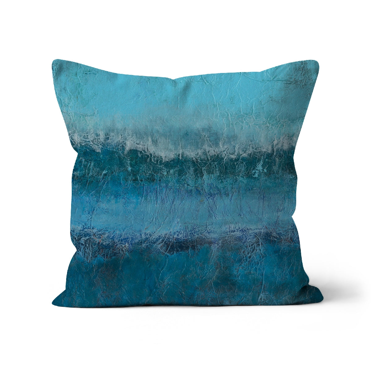 Handmade Faux Linen Square Throw Cushion - 'Ocean Layers'